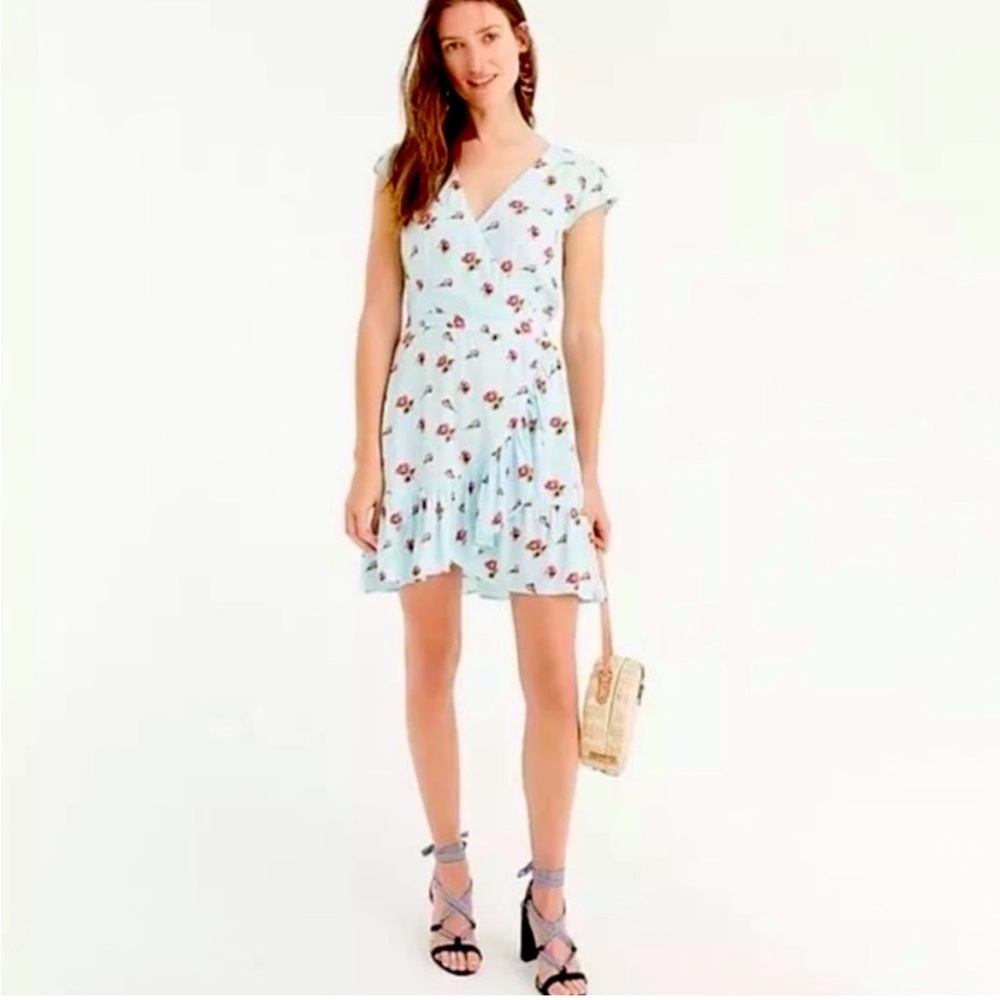 J Crew Mercantile Faux Wrap Floral Dress Sz 10